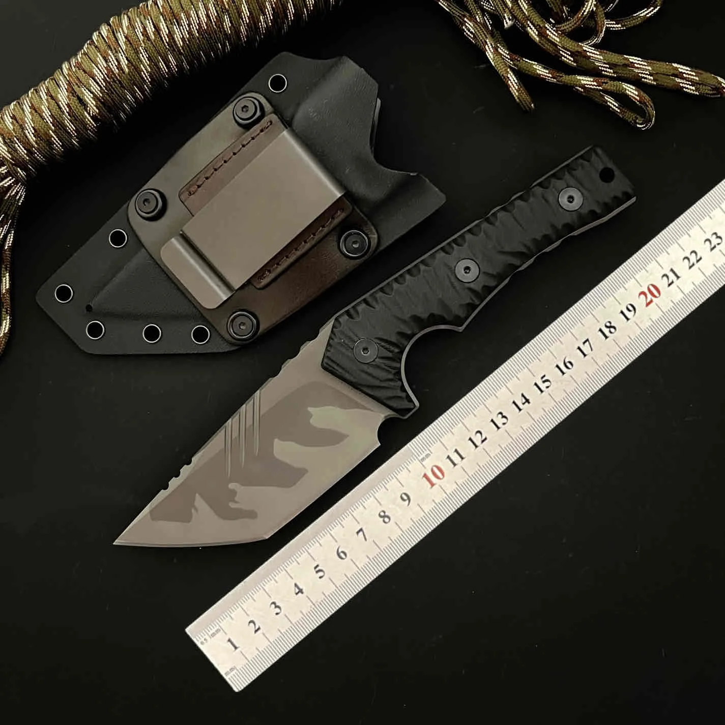 

New M7 Straight Knife D2 Outdoor Jungle Hunting Survival Tactical Equipment Defense Camping Blade Sharp and Durable K-Sheath EDC