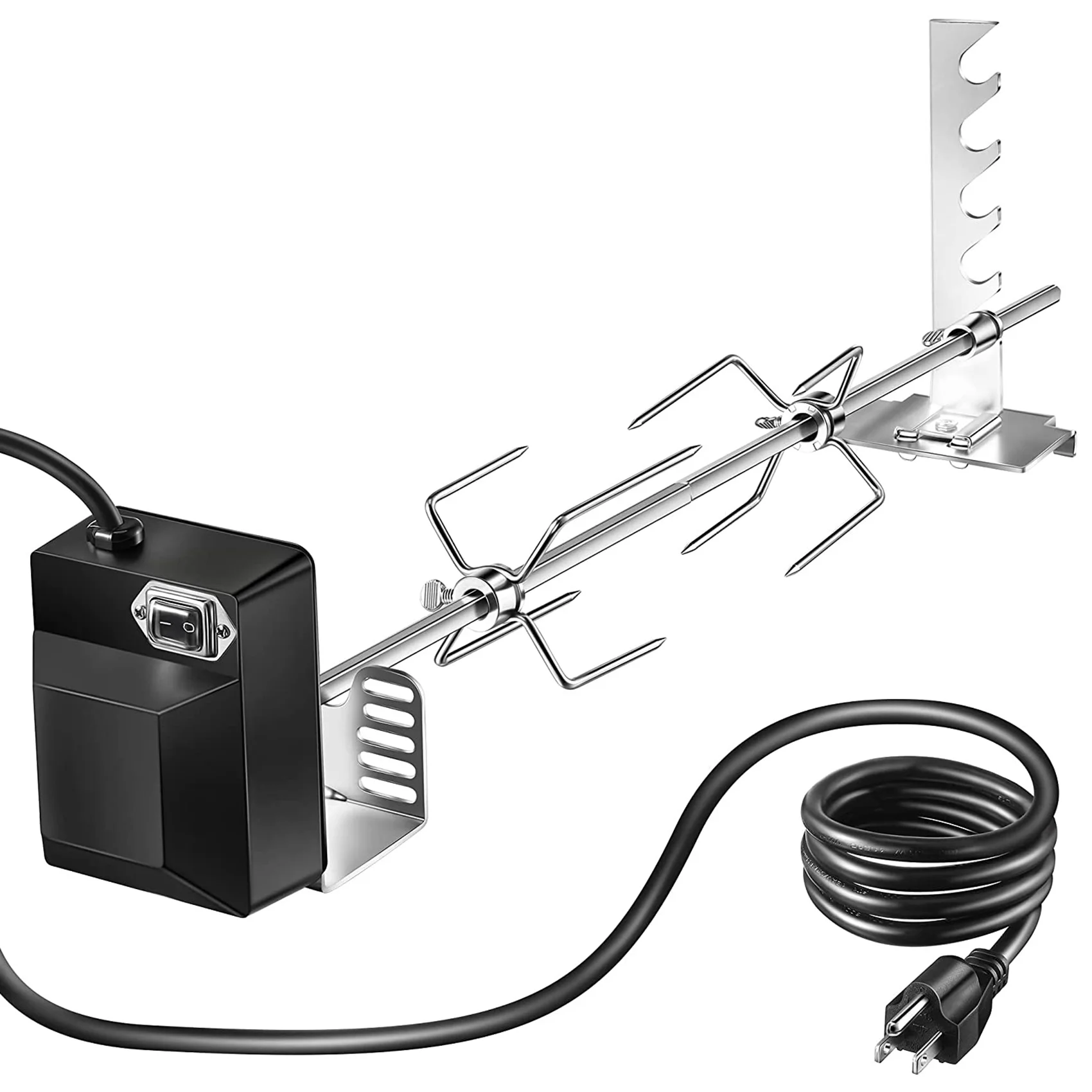 HITL Rotisserie Grill Kit Universal Grill with 71.12 cm Rod Complete Bracket and Universal Grill Fixing Screws-US Plug