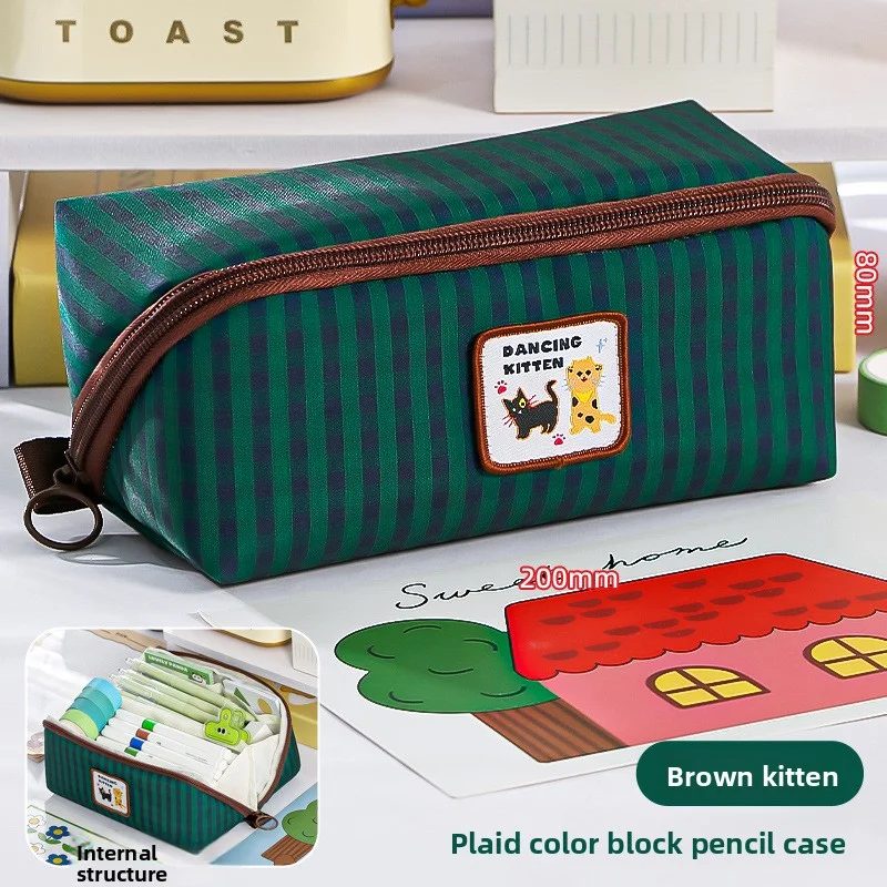 Dopamine cute high-appearance stationery box and bag for middle and high school, new cartoon large-capacity prism grid pencil ca image 5