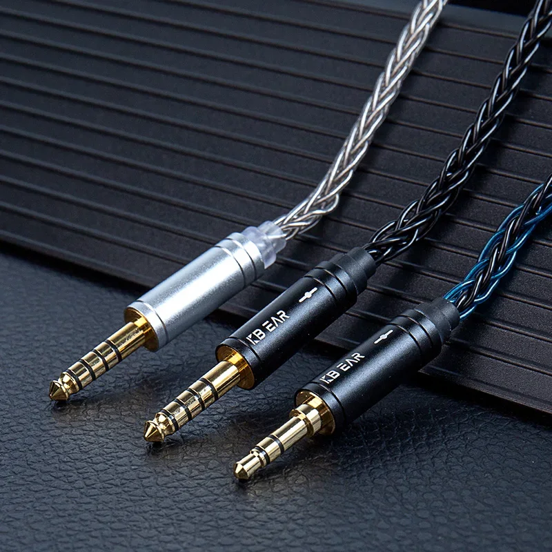 KBEAR KZ 이어폰 HIFI 헤드셋용 업그레이드 헤드폰 케이블, ST12 8 코어 실버 도금, 3.5mm, 4.4mm, 2 핀, QDC, MMCX Iem 케이블 포함