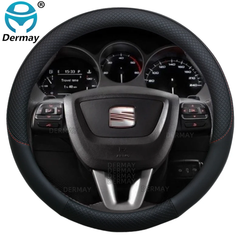 100% DERMAY Brand PU Leather Car Steering Wheel Cover for Seat Altea XL/Freetrack Altea Prototipo Auto Accessories