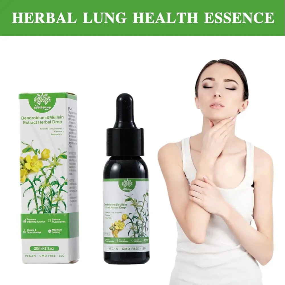 30ml Dendrobium & Mullein Extract - Powerful Lung Support USA & Respiratory & - Made Drops - Cleanse In Herbal