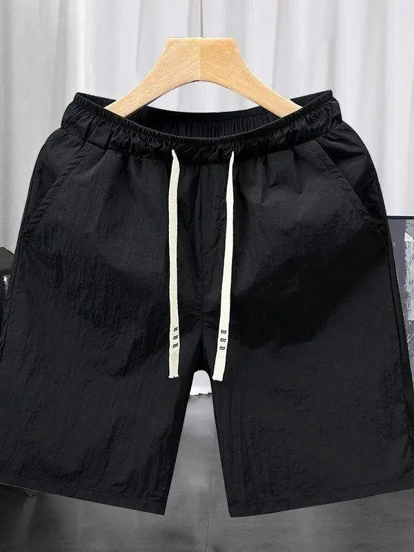

Summer Thin Ice Silk Straight Leg ort Pants Outdoor Wear Casual Sports Loose Fit Trendy orts Stand Waist Bright Tead