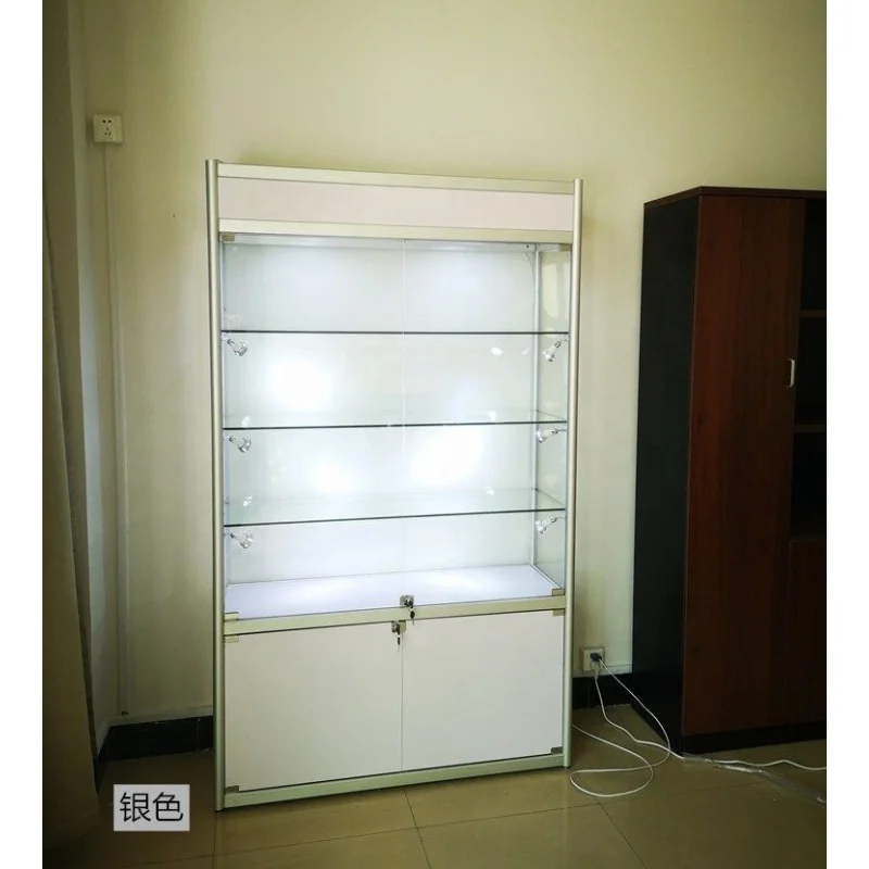 Custom. Factory Custom Product Glass Cabinet Perfume Glass Display Aluminum Smoke Shop Showcase