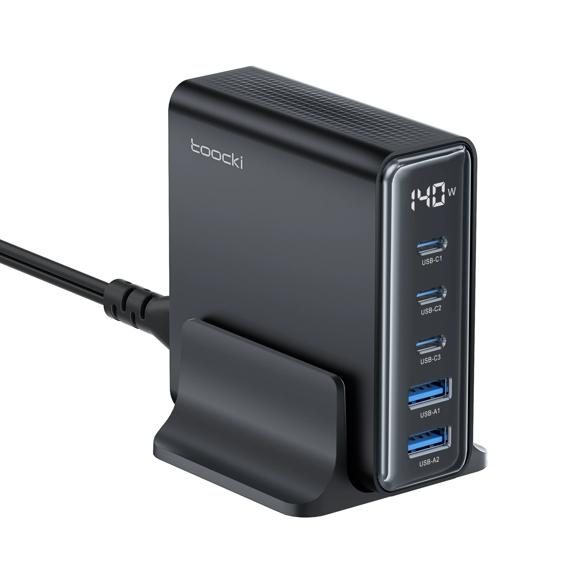 Ładowarka Toocki 140W GaN, stacja szybkiego ładowania z wyświetlaczem, PD 100W, PPS 22.5W, ładowarka USB typu C do iPhone, Samsung, Xiaomi — 2
