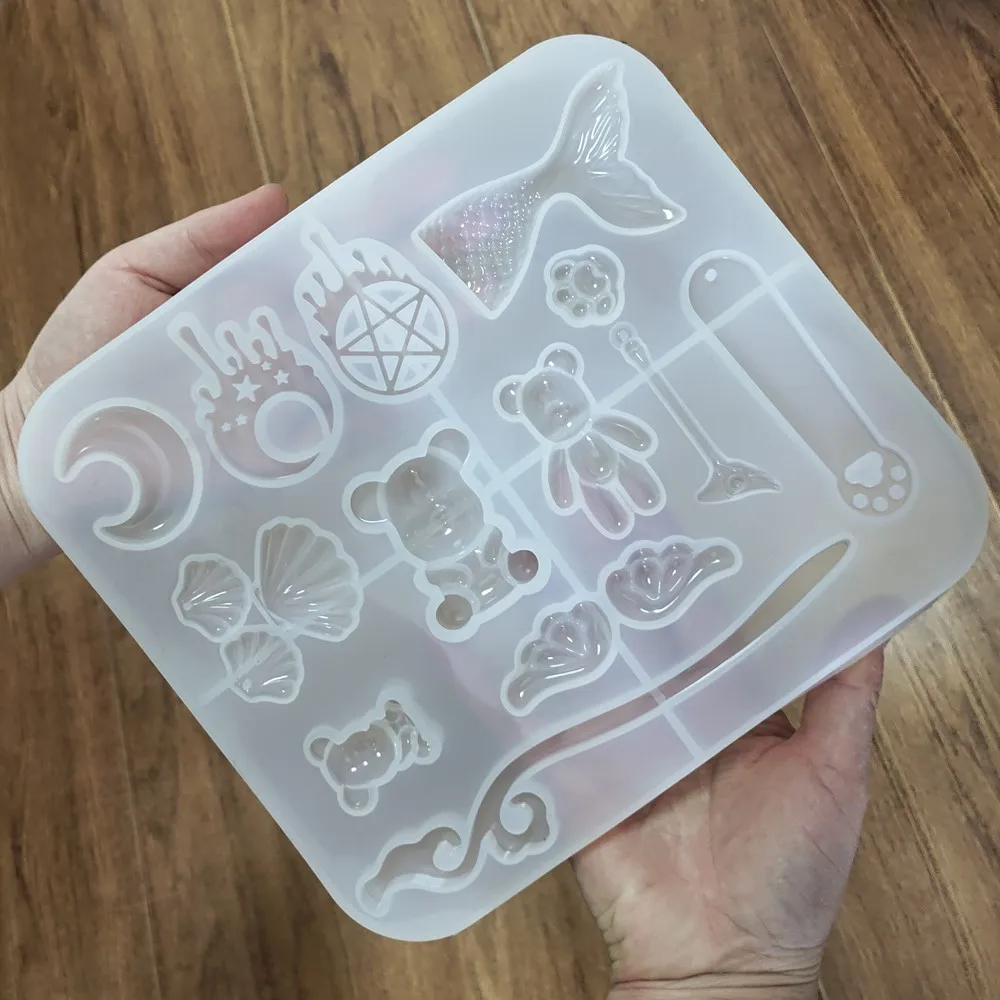 

SNASAN Silicone Mold Dolphin Seahorse Shell Marine Magic Wand DIY Handmade Tool Crafts UV Epoxy Resin Casting Moulds