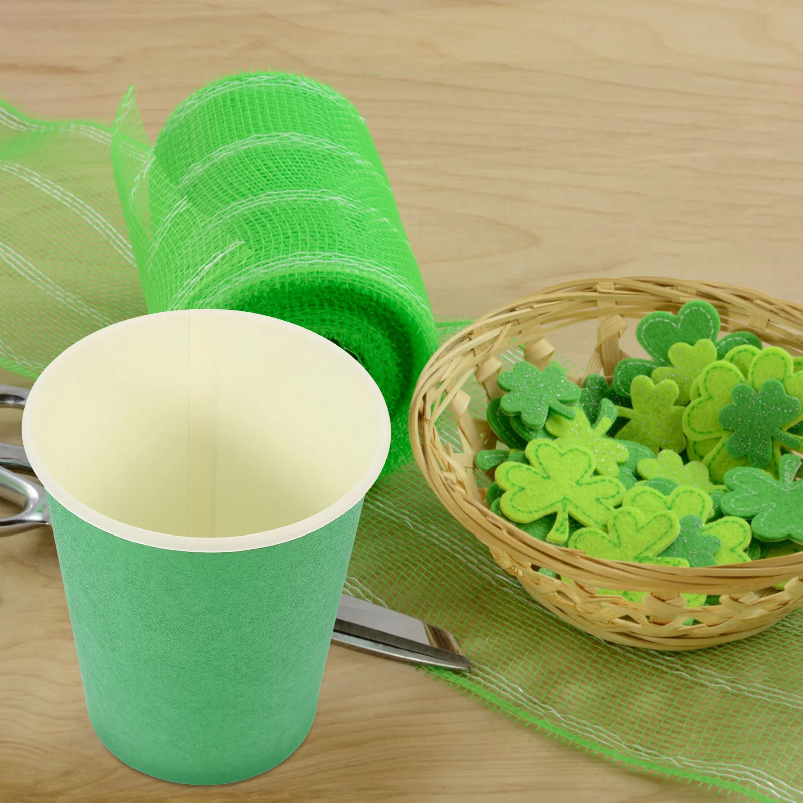 50 Pcs British Party Supplies Green Paper Cup Banquet Serving Cups St Patrick Day Supply Child