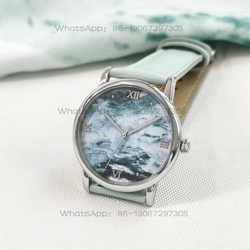 Mint Green Landscape Pattern Men's and Women's Watches Quartz Watches