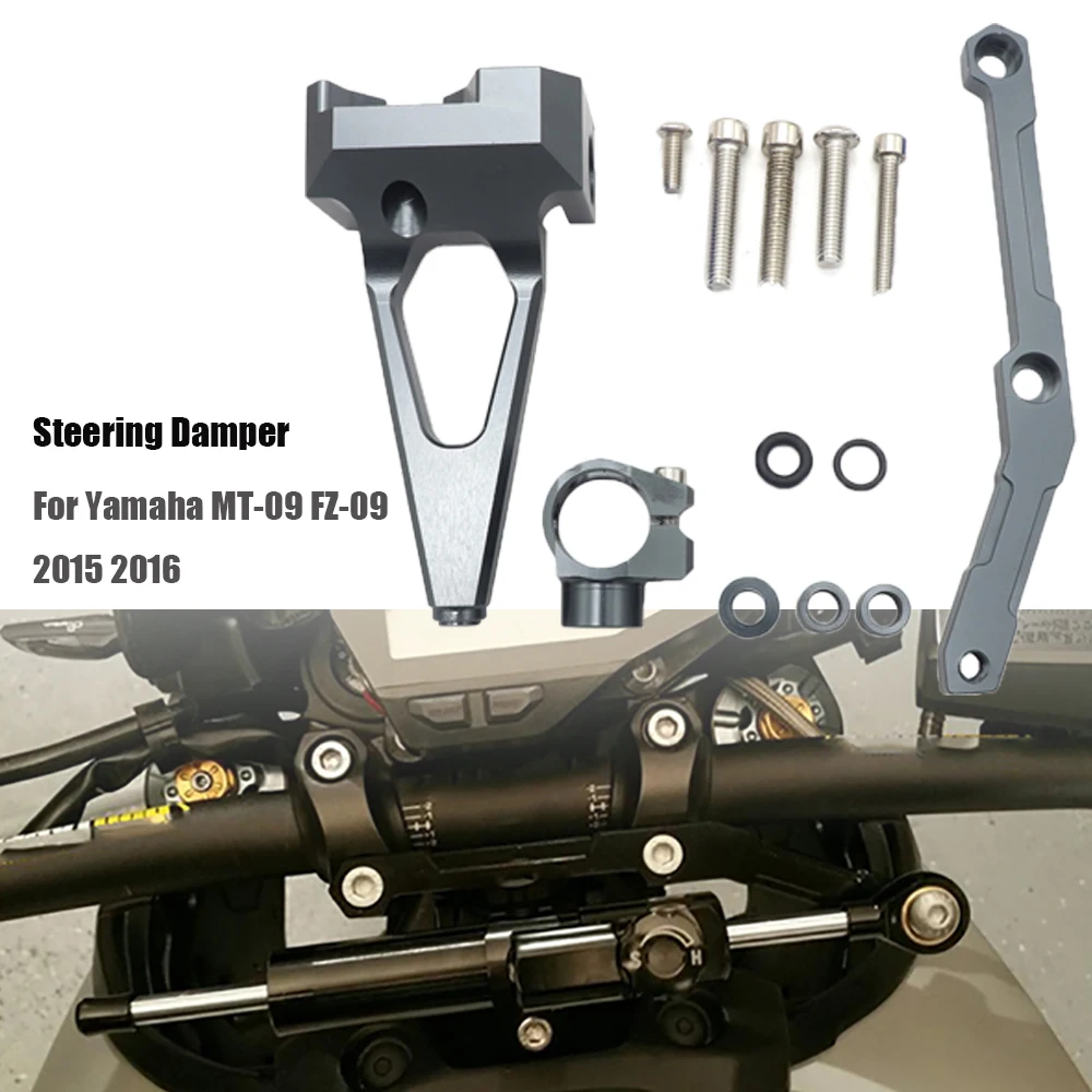 For YAMAHA MT-09 FZ-09 MT 09 MT09 FZ09 Motorcycle Accessories Steering Damper With Mounting Bracket 2015 2016 Titanium