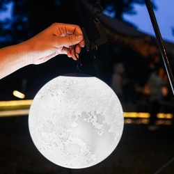 Outdoor Hanging Lantern Moon Light LED Lamp Type-C Rechargeable Garden Patio Decorations Camping Lantern Christmas Gift