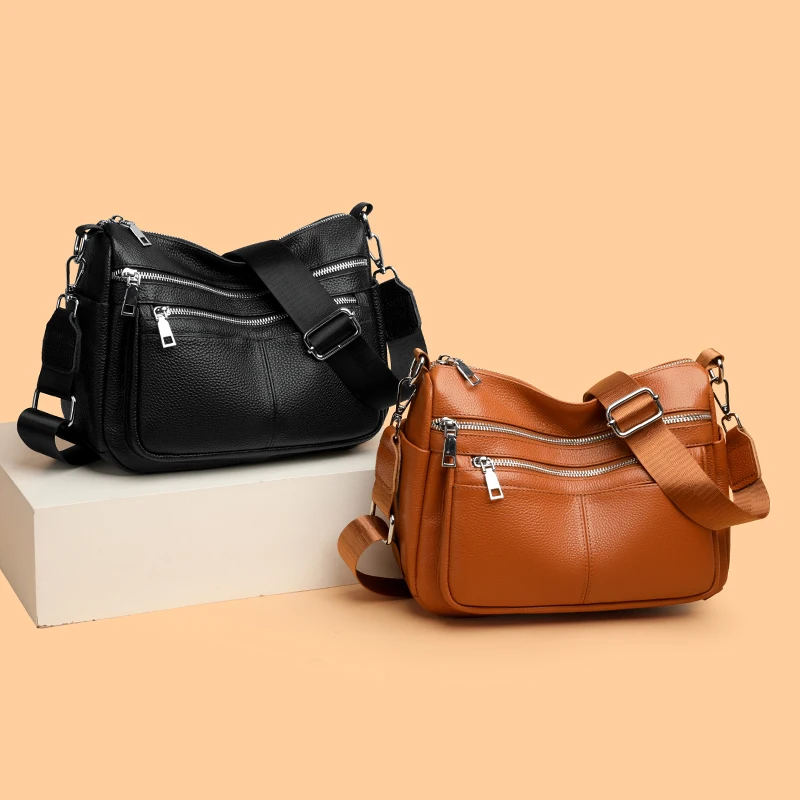 

Высококачественная женская сумка через плечо из натуральной кожи с несколькими карманами, винтажная женская сумка большой вместимости, роскошный кошелек-тоут