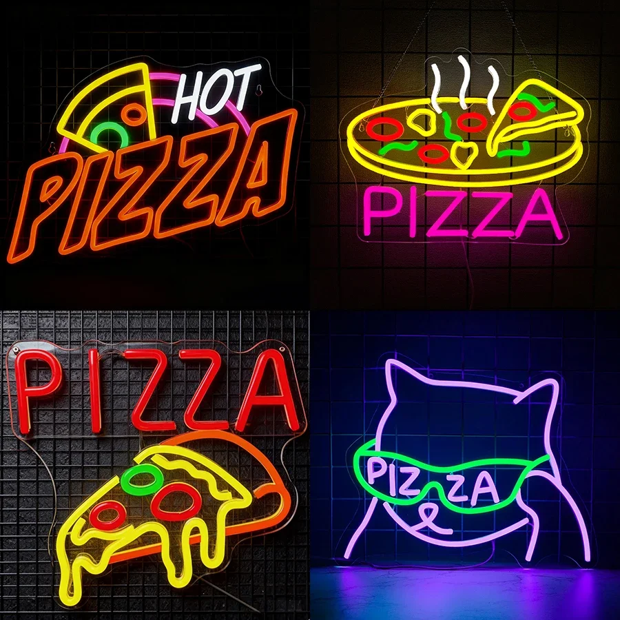 Pizza Series Led Neon Sign for Business Wall Decor Around the Brooch Light Christmas Birthday Party Gifts Up Man Shop Home Cave