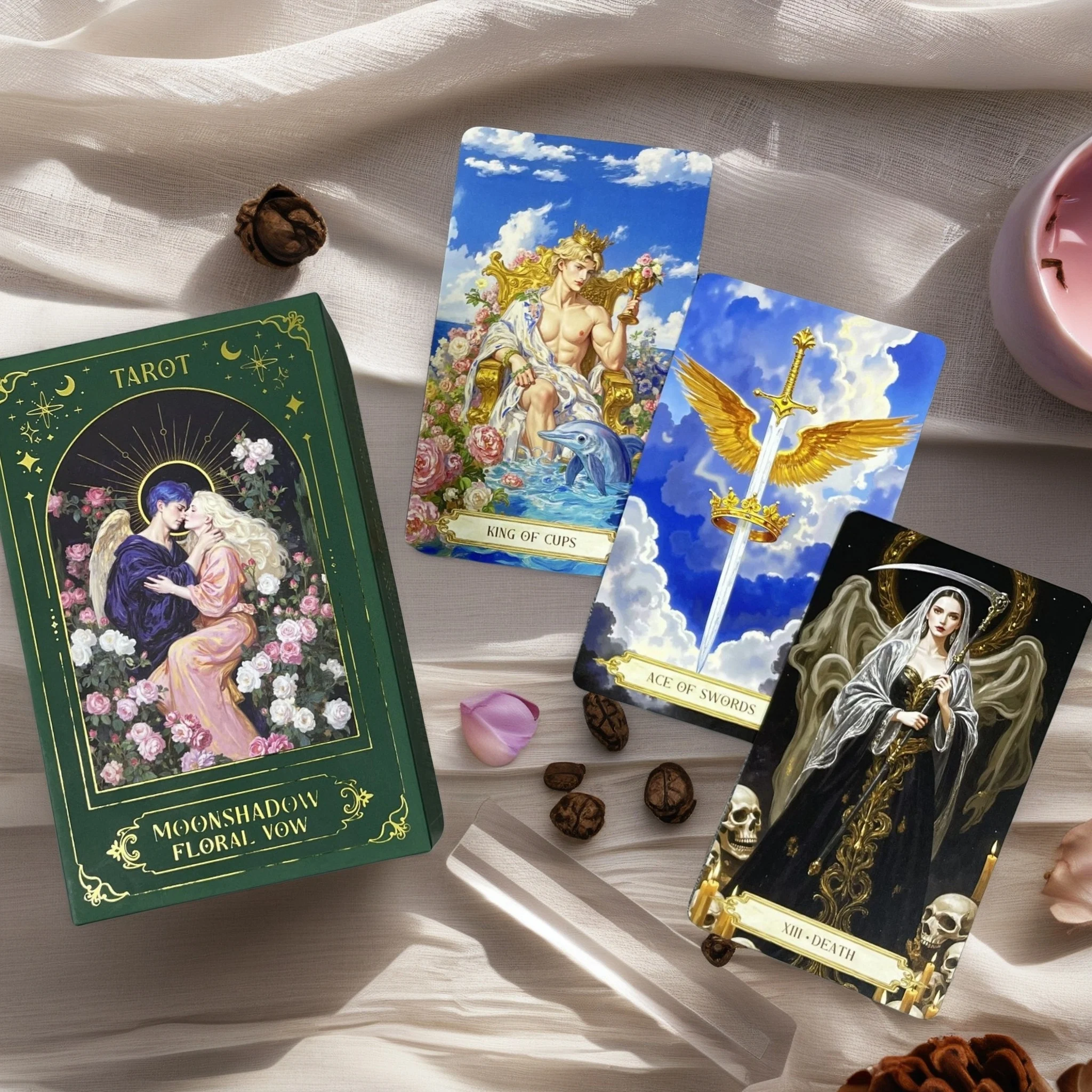 

Новые роскошные карты Таро Moonshadow с цветочным принтом и путеводителем, оригинальные 12x7 см, Оракул, Таро Райдер Уэйт для начинающих со сборами