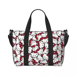 Borsa da viaggio personalizzata Hello Kitty Pattern Tote Bag da donna di grande capacità Cartoon Beach Gym borsa da viaggio a tracolla