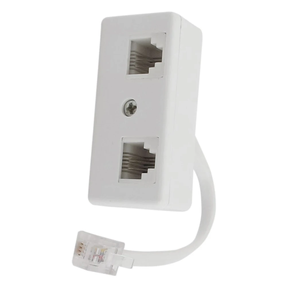 Adaptor konektor Splitter jalur telepon, 6P4C RJ11 pria Ke ganda wanita