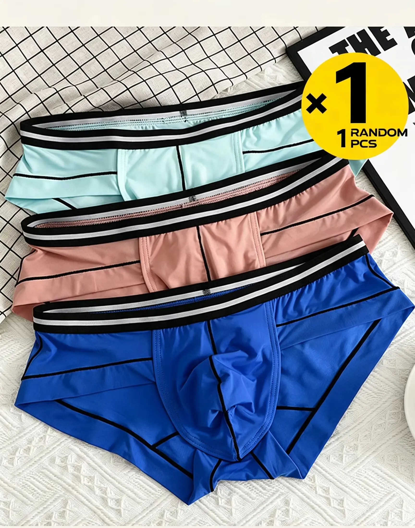 Men's Ice Silk Briefs, Soft Breathable Thin Panties,1 Random Color Piece, Comfort Summer Male Underpants For Daily Wear