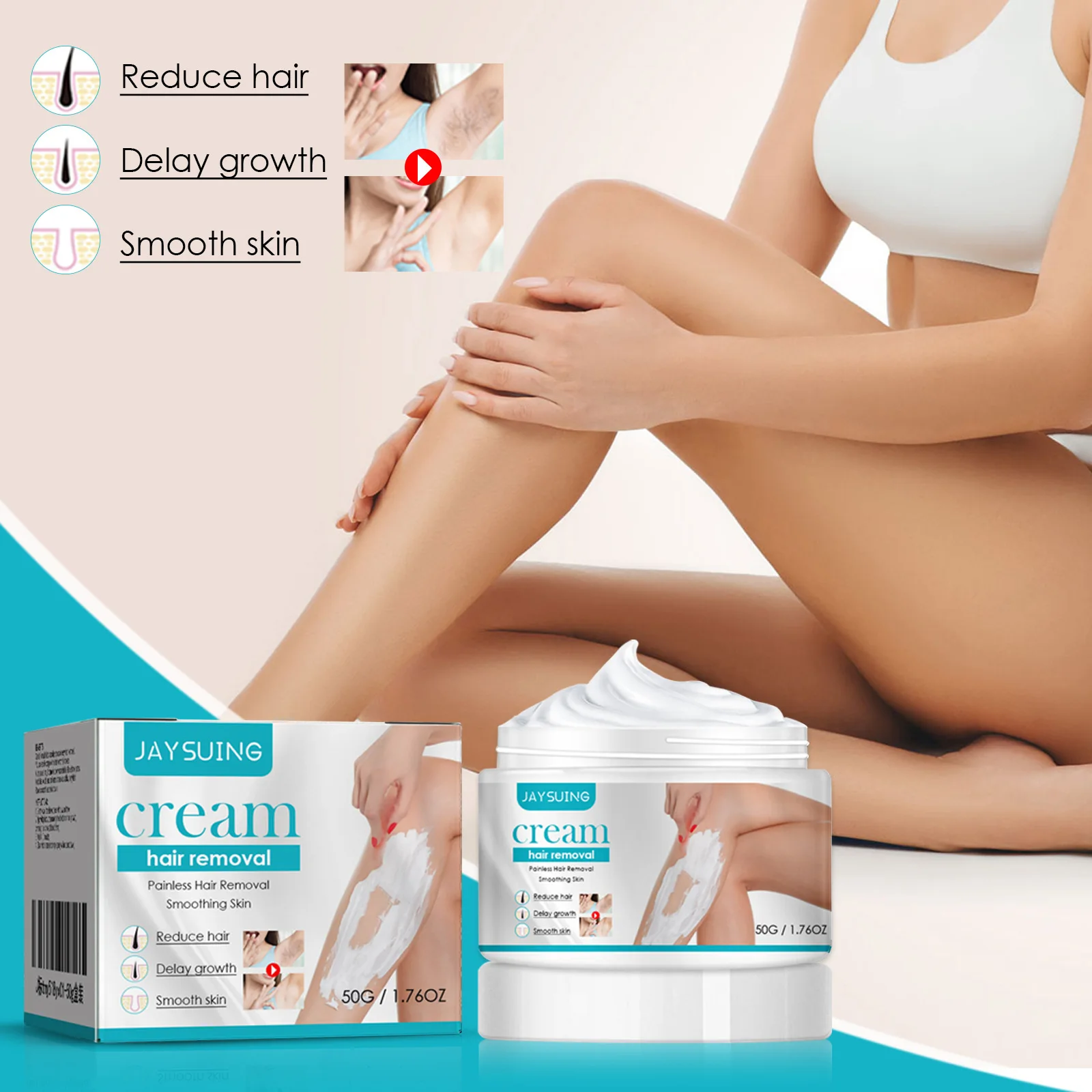 cream hair removal painless hair removal smoothing skin, reduce hair and delay growth and smooth skin, 50g