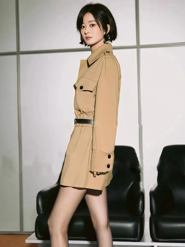 Kaki vêtements de travail combinaison orts femmes début automne nouveau Faion pantalons décontractés taille haute jambe droite trajet Sle