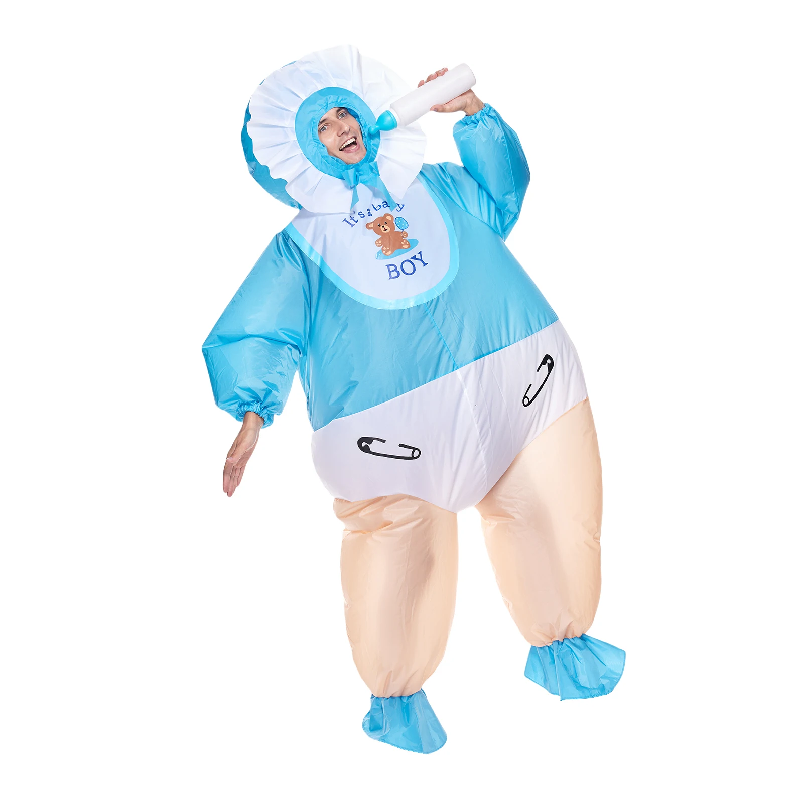 EraSpooky Men\'s Inflatable Baby Boy Costume Funny Blow Up Costumes for Baby Shower Gender Reveal Party Multicoloured Carnival