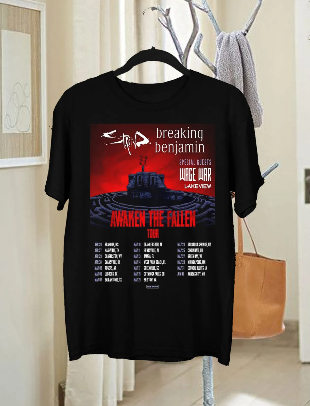 NEW Staind 2025 Tour Concert Short Sleeve Black All Size Shirt BB408