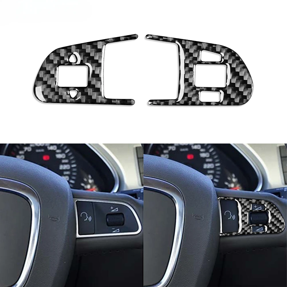 

For Audi Q7 2007 2008 2009 2010 2011 2012 2013 2014 2015 Carbon Fiber Steering Wheel Buttons Cover Car Interior Decor Sticker