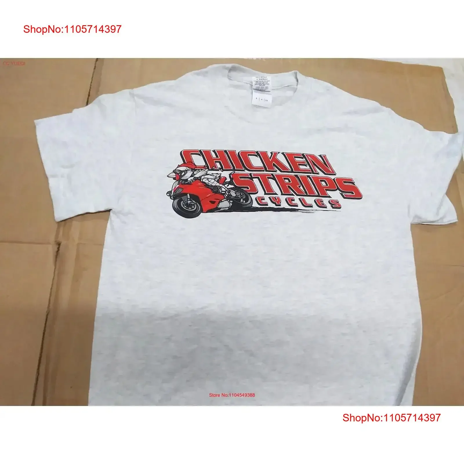 new chicken strip cycles logo T Shirt white red sizes s 2xl available motorcycle offroad vintage Washed streetwear Slightly