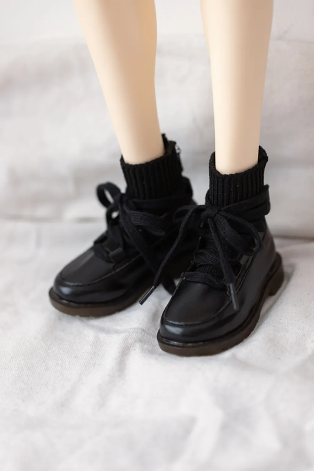 BJD Doll Toys 1/3 Shoes Soft Oxford Bottom Casual Ankle Boots Square Toe Lace-up Matte Black Leather Shoes BJD doll accessories
