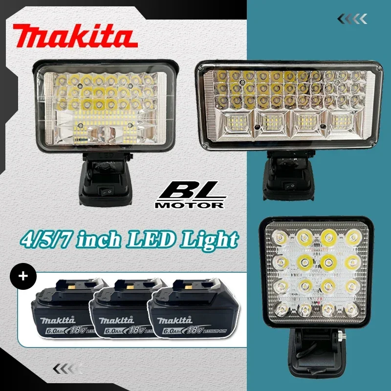 

Портативный светодиодный прожектор Makita 4/5/7 дюймов, беспроводной, для работы на улице, рыбалки, аварийного освещения, совместим с аккумулятором 18В