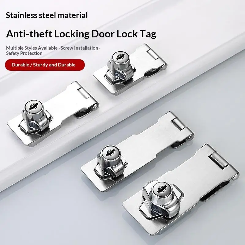 Zinc Alloy Drawer Lock With 2 Keys Key Hasp Lock Safety Cabinet Cupboard Security Lock Locking Buckle Without Hole Drilling