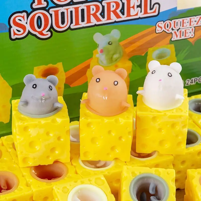 

Pop up Funny Mouse and Cheese Squeeze Toy Anti-stress Hide and Seek Figures Stress Relief Toys for Kids Adult Rat in Cheese