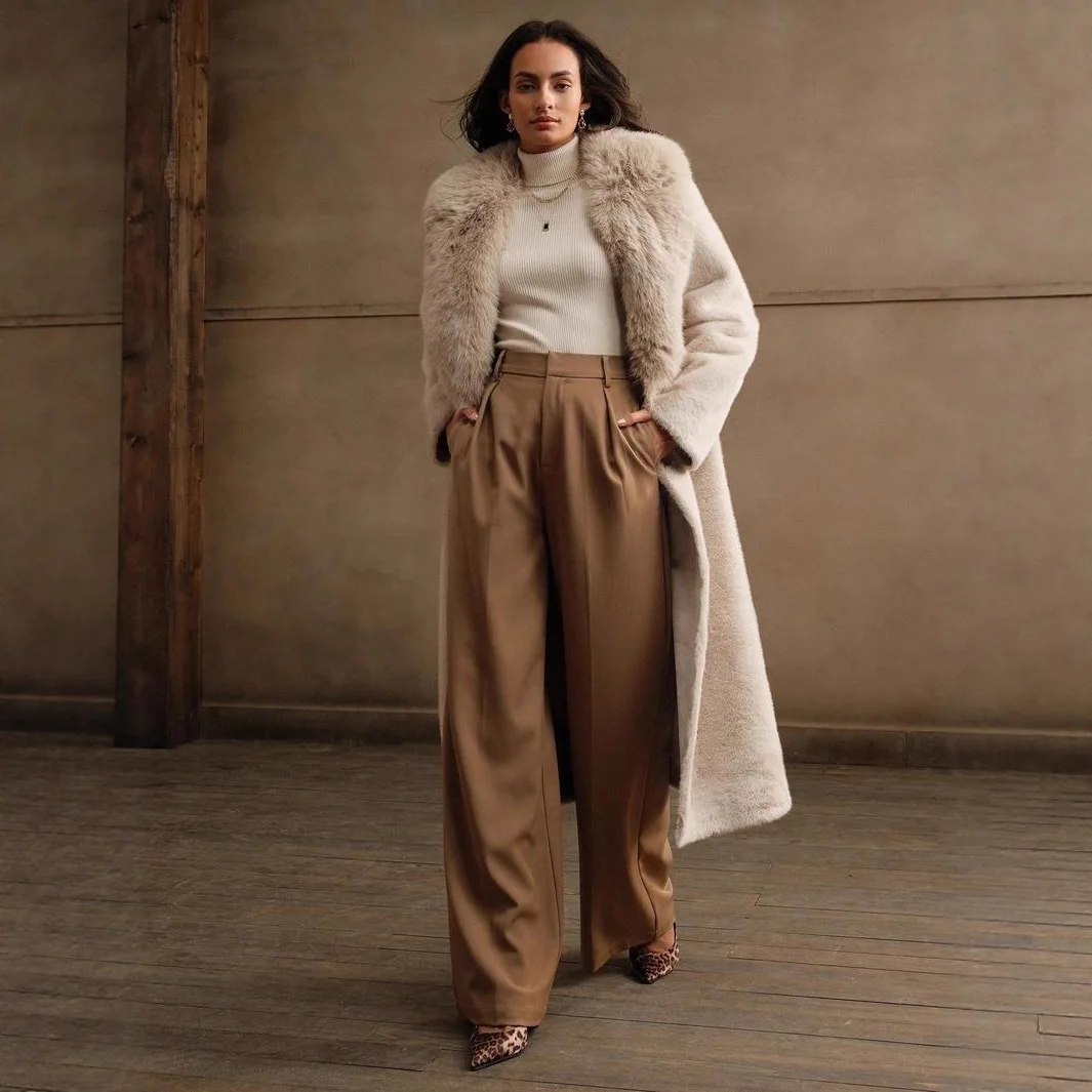 مزاجه الشتاء النساء طويلة الفراء أبلى رفض طوق الاصطناعي الإناث الفراء سترة فروي فوق الركبة سيدة أشعث معطف الفرو #3