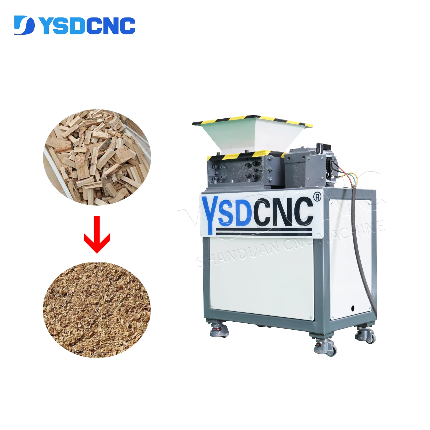 Dual Motor Small Shredder Hard Plastic Scrap Metal Lathe Chip Wood Shredder