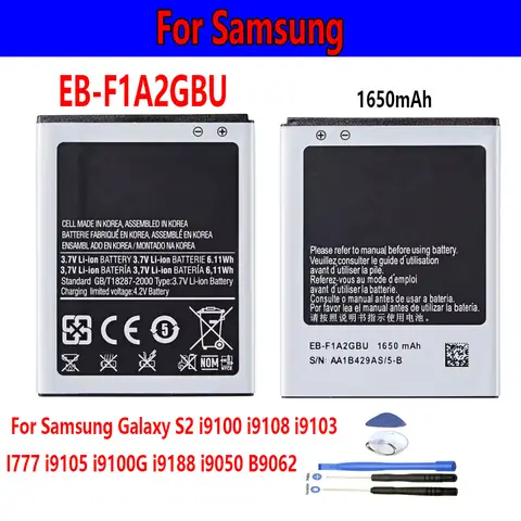 Best Seller EB-F1A2GBU 1650mAh Battery For Samsung Galaxy S2 I9100 I9108 I9103 I777 I9105 I9100G I9188 I9050 B9062 + Free Tools