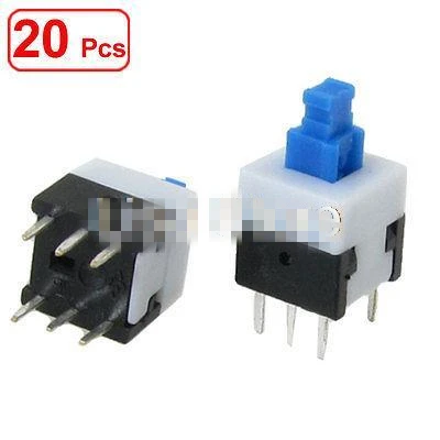 20pcs 8 x 8mm Torch Latching Tact Tactile Push Button Switch DPDT 6 Pin DIP PCB