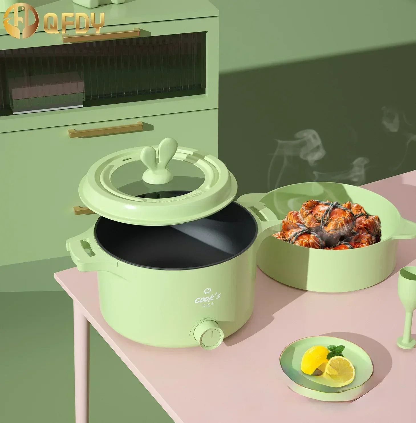 

Electric Hot pot，Multi functional household small electric pot, student small electric pot, non stick pan, electric steamer