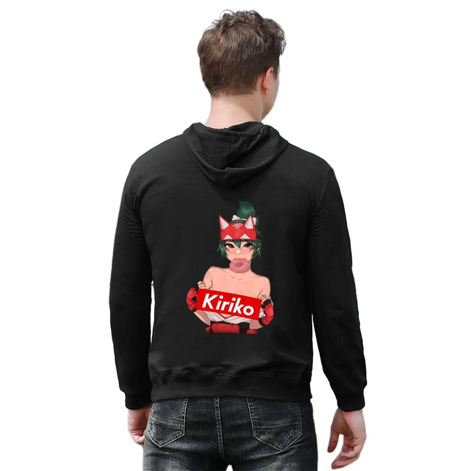 مجموعة ملابس Kiriko Hoodie الرسوم المتحركة للرجال، ملابس مصممة للرجال، ملابس على الطراز الكوري، سترة بقلنسوة برسومات جرافيكية