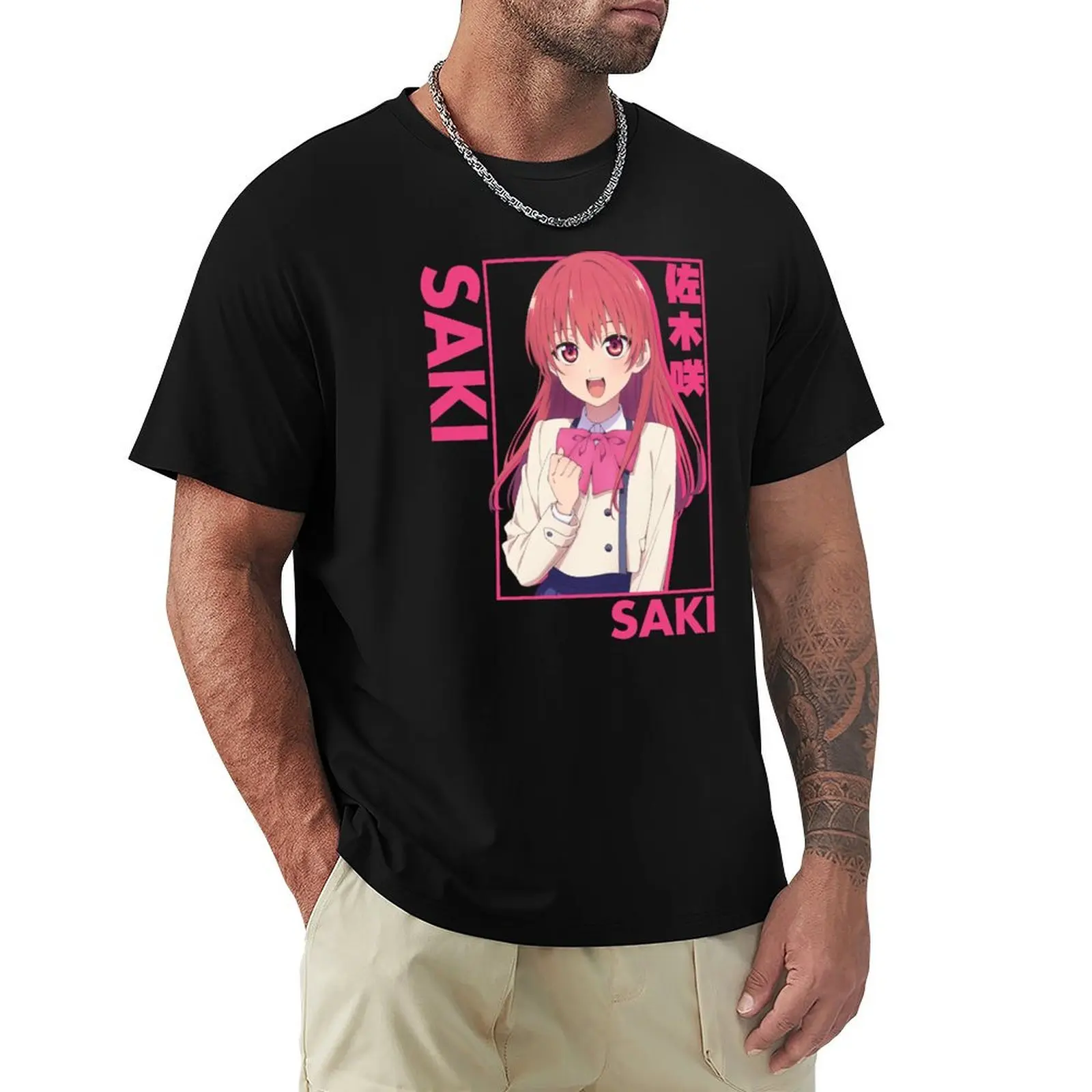 Saki Saki - Kanojo mo Kanojo - Portrait T-Shirt Sports Casual Short Sleeve Cotton Tee
