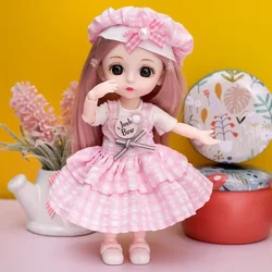 13 Movable Jointed Princess Toys Mini 16cm 1/12 BJD Doll with Clothes Girls 3D Simulation Eye Girl Toy Gift