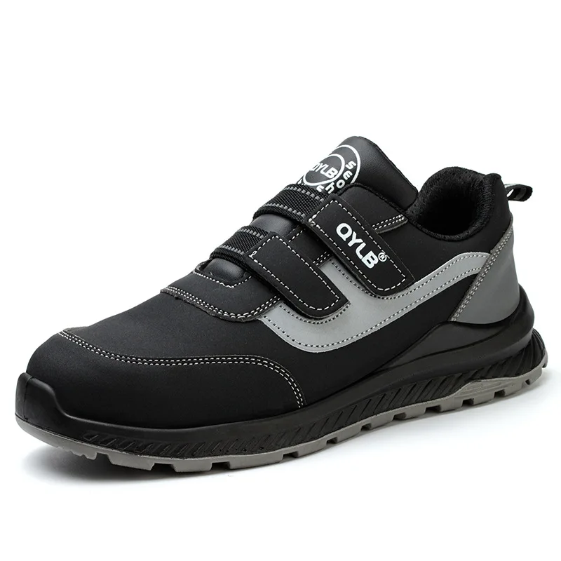

mens fashion steel toe covers working shoes outdoors worker safety boots black soft leather tooling security sneakers footwear