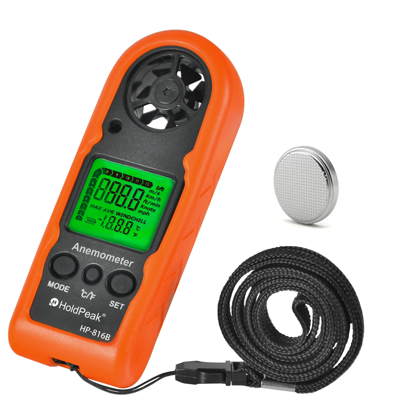 

HP-816B Handheld LCD Digital Wind Speed Meter Portable Anemometer Sensor Wind Speed Meter Air Flow Tester HVAC CFM HOLDPEAK