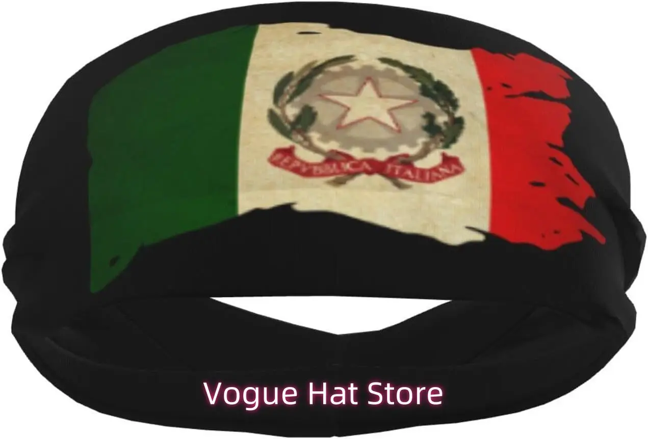 

Italy Italian Vintage Flag Sports Headbands for Men Women Breathable Unisex Head Band Elastic Sweatband Exercise Hairband