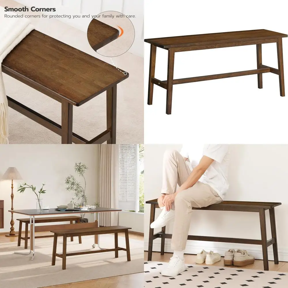 

39.3 Bamboo Dining Bench, Kitchen & Living Room Furniture, Easy Assembly, Sturdy and Stable, Mocha