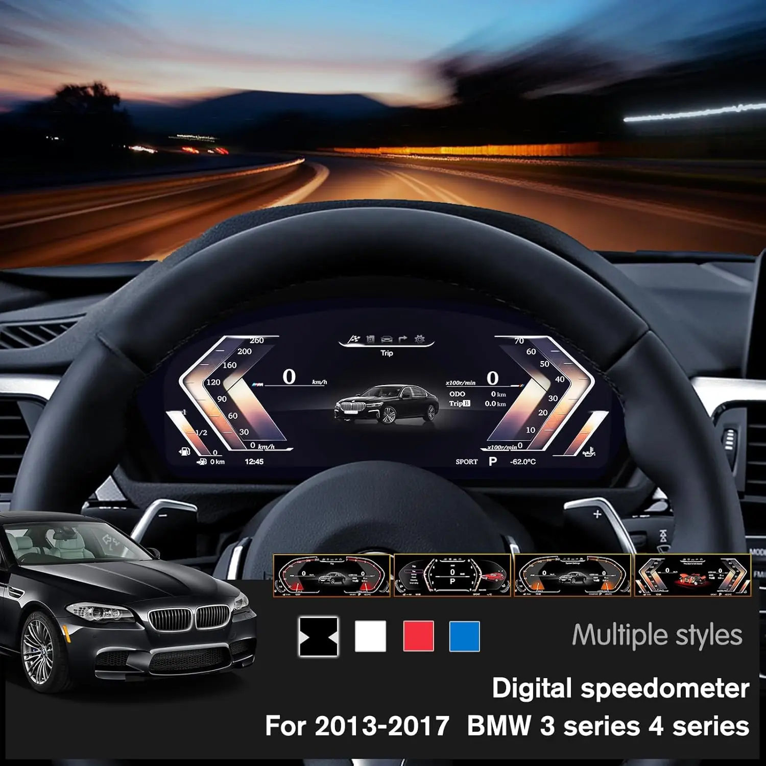 عرض مجموعة الأدوات الرقمية لسيارات BMW F30 F31 GT-F34 F32 F33 F36 عداد السرعة 12.3 بوصة HD screen1920*720/2S سريع التمهيد/التوصيل والتشغيل