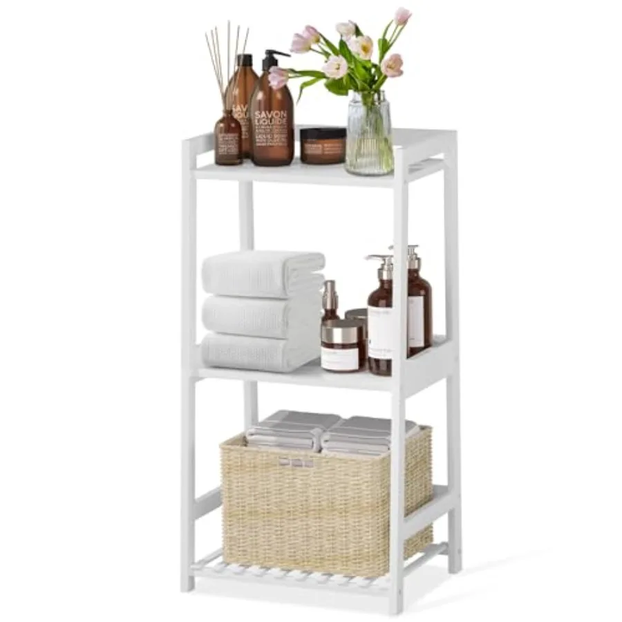 

Трехуровневая бамбуковая полка-лестница для ванной комнаты, органайзер для хранения в деревенском стиле, компактный дизайн, стильная подставка-тумбочка