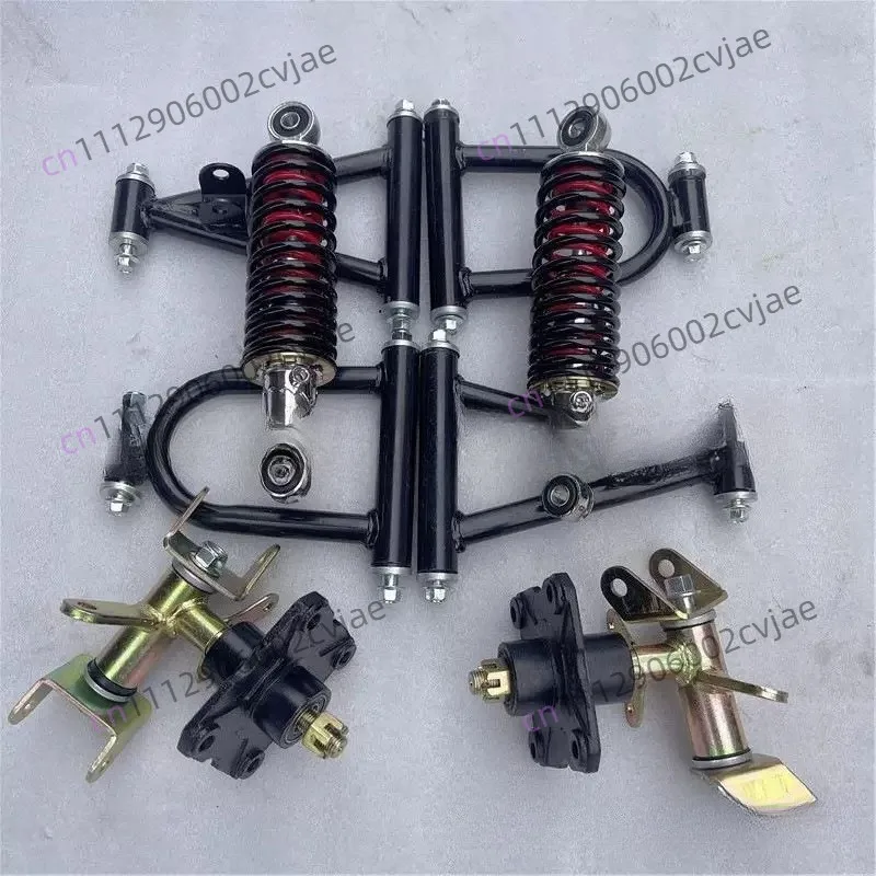 Front Suspension Kit Swing Arm Steering Knuckle Spindle 4 Stud Flange Shock Absorber for DIY Electric Go Kart ATV