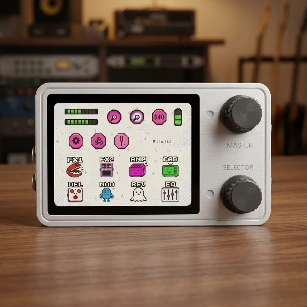 Mini Effects Processor for Guitar For Pedal with 64 Presets 30 Replaceable Amp Models 2.4 inch for color Screen 1300mAh Battery