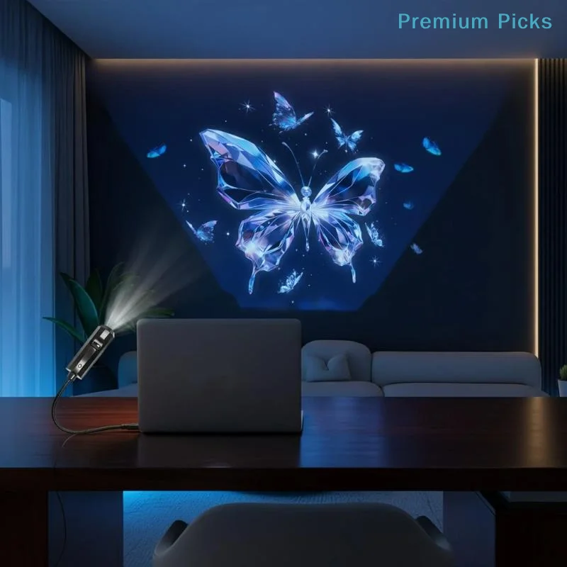LED Butterfly Projector with USB Power 5pcs Patterns Multi Effect Star Projection Night Light for Baby Nursery Room Decor