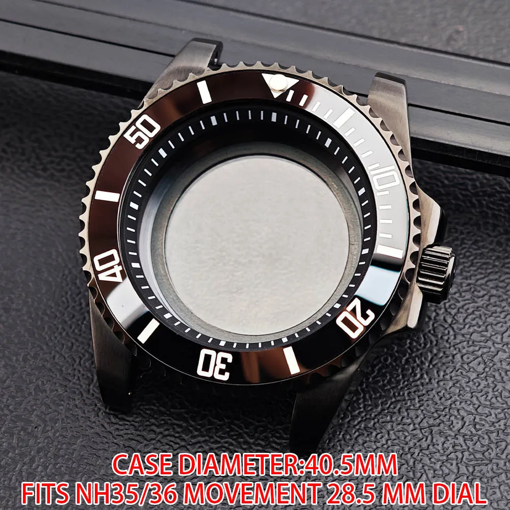 

40.5mm High Quality GMT Black Watch Case With Inner Chapter Ring Stainless Steel Waterproof Watch Case Fit NH35 NH36 Movement