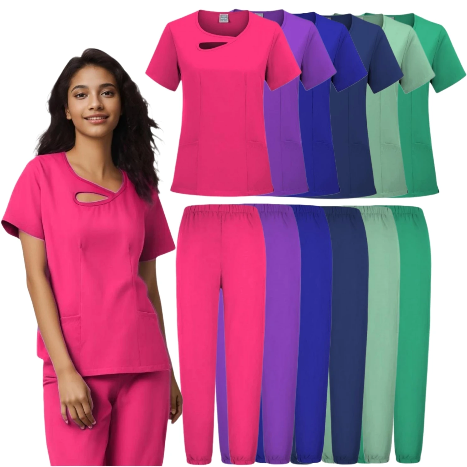 Conjuntos de uniformes dentales dulces, trajes de fregado de moda para médicos, enfermeras, pedicuristas, blusa médica, ropa de trabajo para mujeres de Hospital