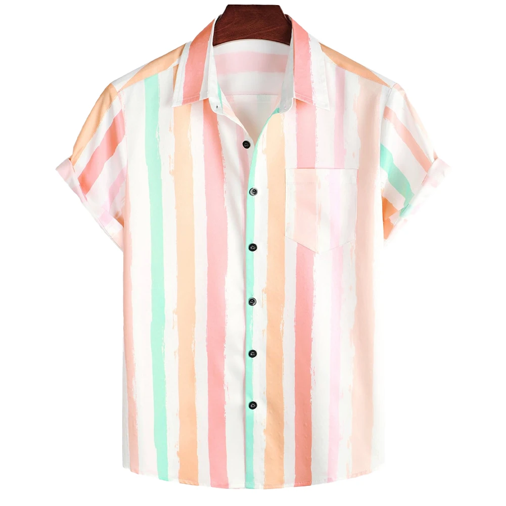 Tops Mens Shirt Casual Daily Beach Button Down Casual Hawaiian Holiday Polyester Retro Shirts Short Sleeve Comfy